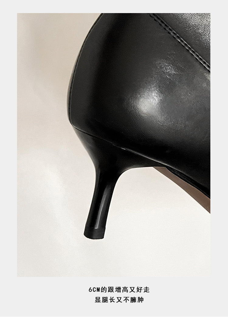 Karin Luna In Stock Spot Goods Elegant Stiletto Pointed Toe Side Zipper Short Boots