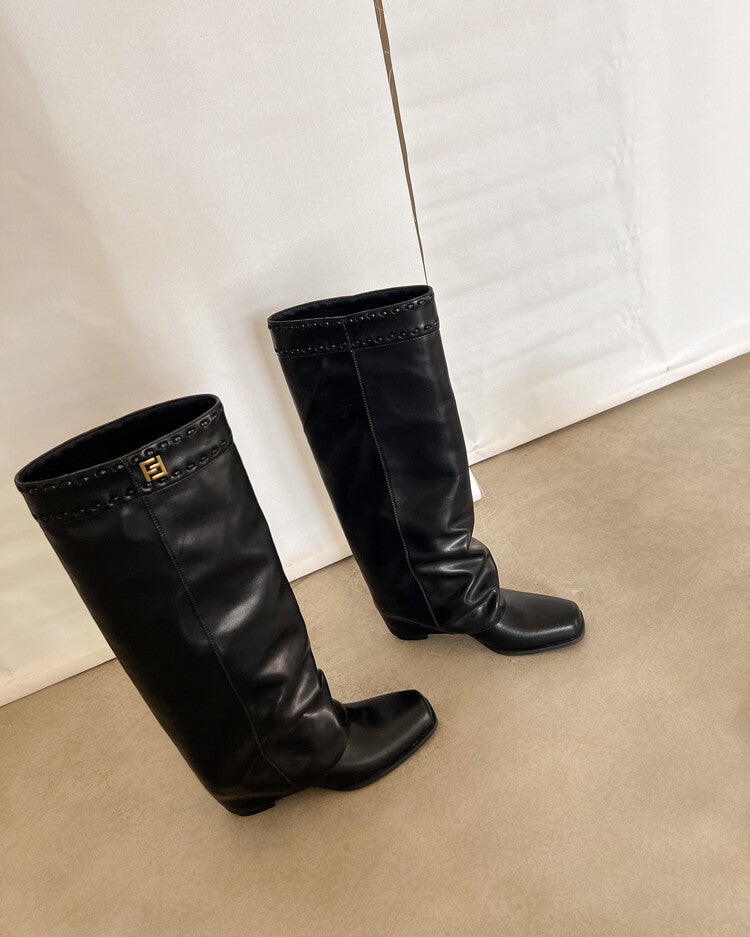Karin Luna cool girl Stylish and Sweet Square-Toe Booties