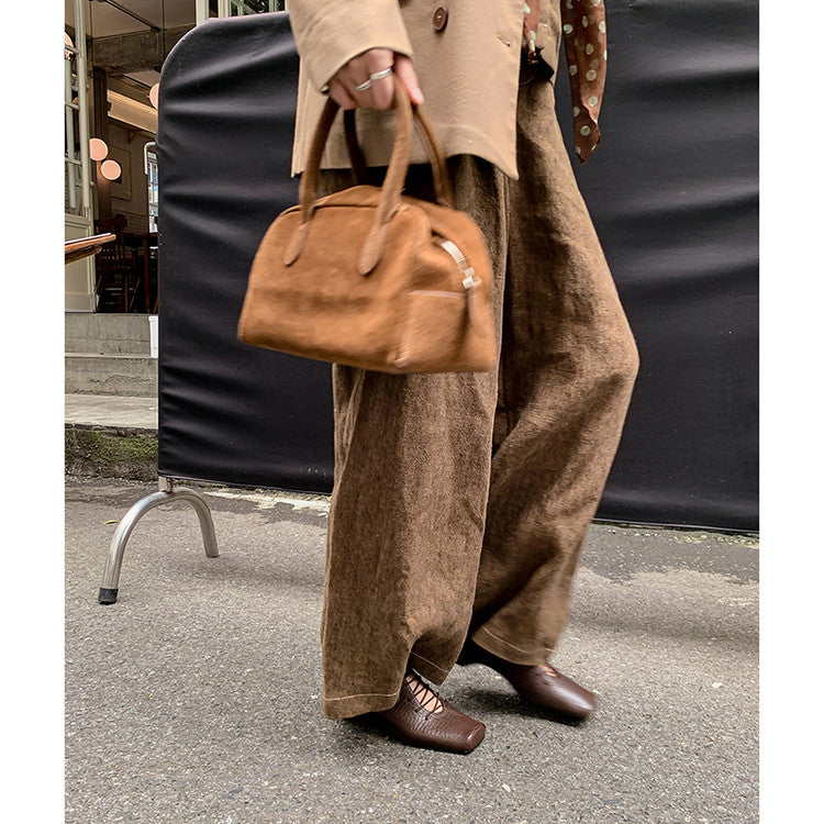 Karin Luna In Stock Spot Goods Elephant Pattern Series~Square-Toed Old Money Style Internal Height-Increasing Flats
