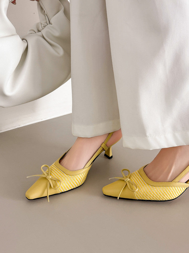 Karin Luna In Stock Spot Goods Braided Style Elegant Thin Heel Pointed Toe Closed-Toe Sandals