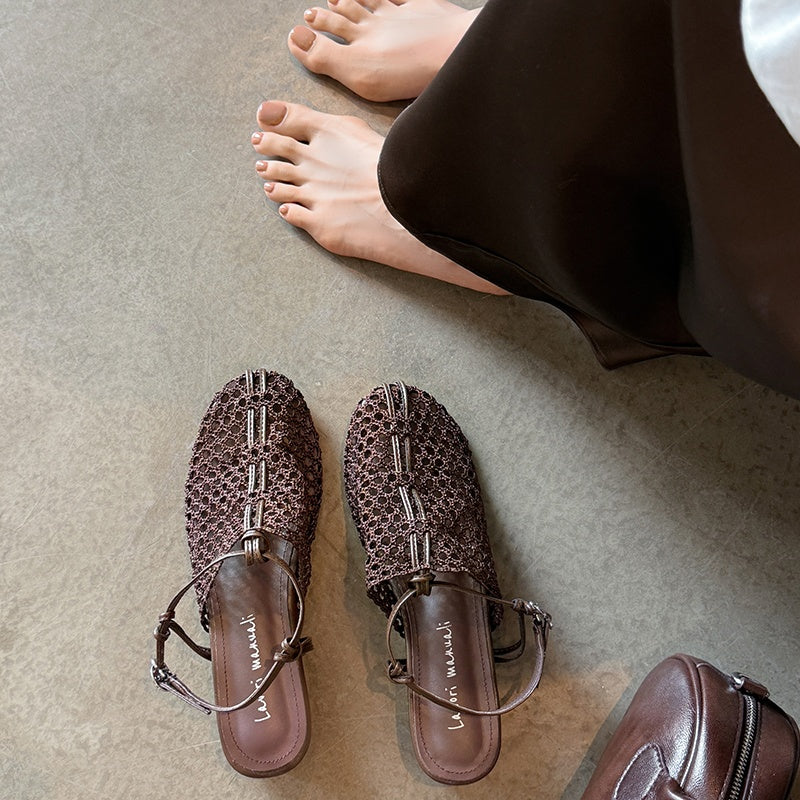 Karin Luna In Stock Spot Goods  Resort Style Series~Casual woven closed-toe flat sandals