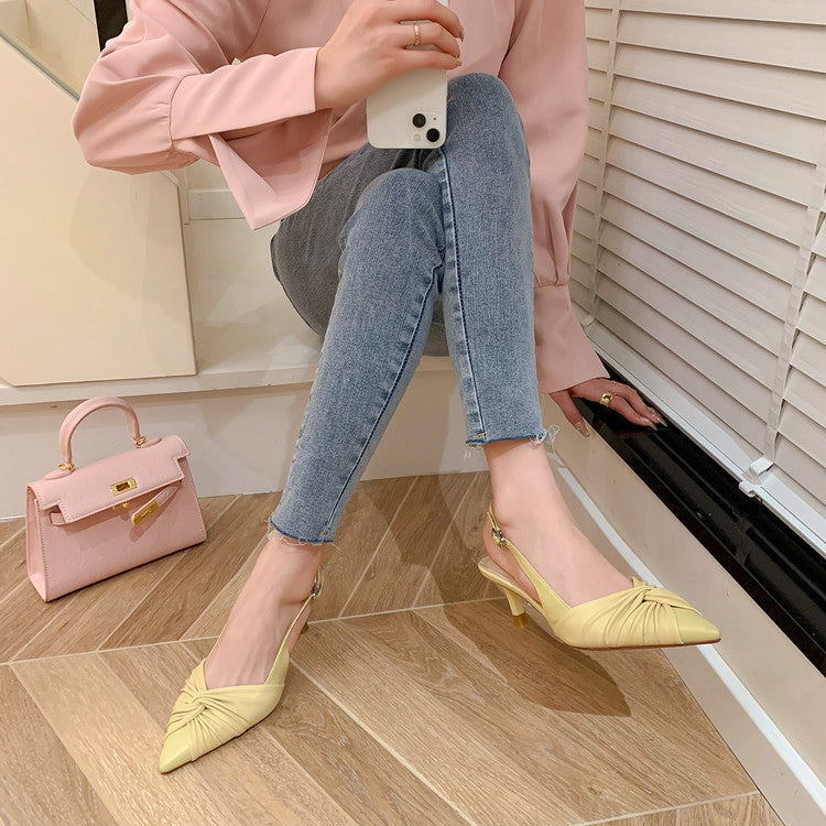 Karin Luna In Stock In Stock  Exquisite Pointed Toe Backless Closed-Toe Stiletto Sandals