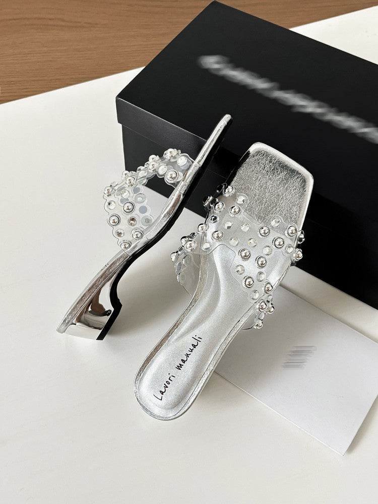Karin Luna In Stock Spot Goods Classic versatile transparent sequin slippers