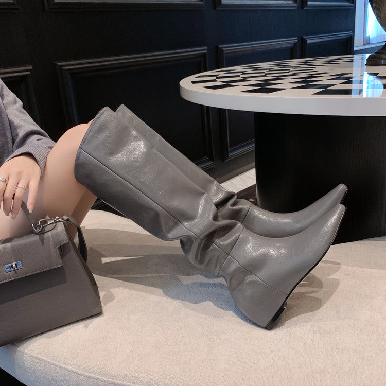 Karin Luna Elegant Style Slanted Inner Height-Increasing Long Boots