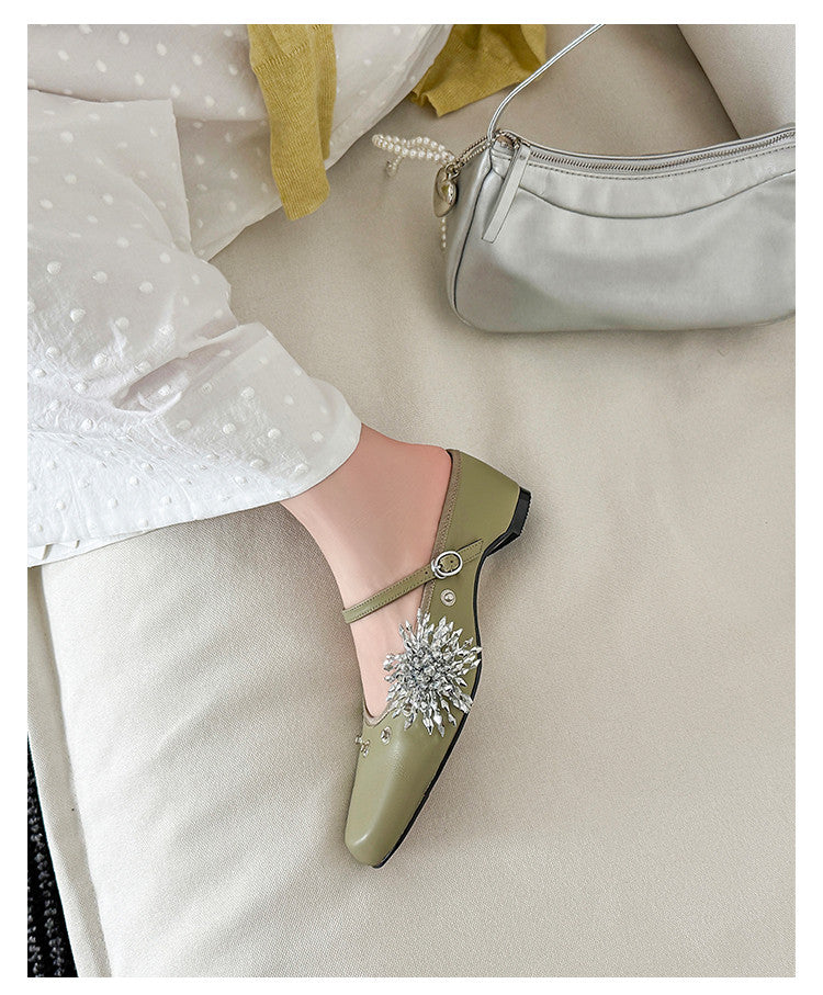 Karin Luna In Stock Spot Goods  Full-grain leather inside and out  Ultra Exquisite Round Toe Hidden Heel Closed-Toe Slippers