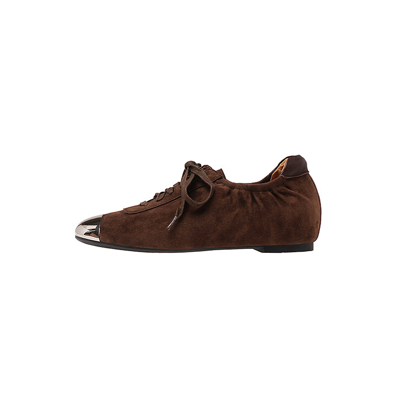 Karin Luna In Stock In Stock  High-end Metal Toe Lace-up Flats