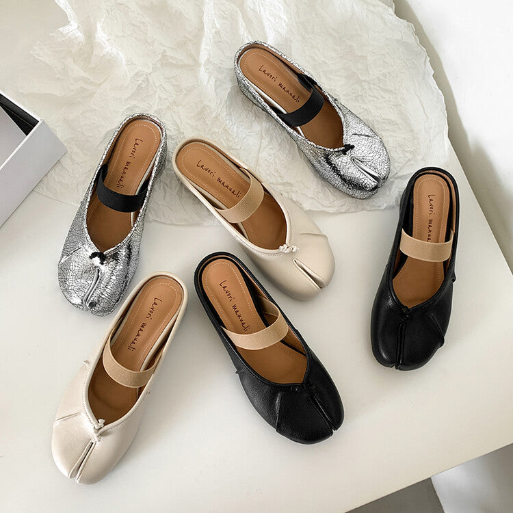 Karin Luna Classic Split-Toe Shoes  Explosive Pattern One-Strap Mary Jane Height-Increasing Full Leather Closed-Toe Slippers