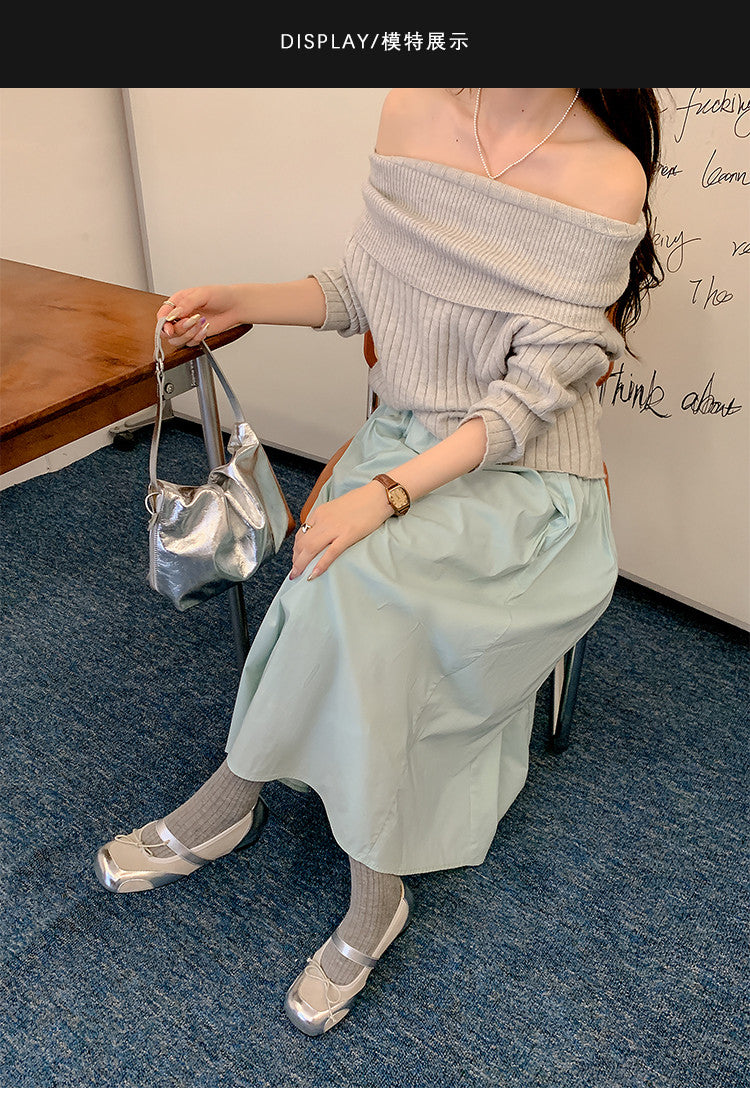 Karin Luna In Stock Spot Goods    Color Block Cowhide Leather Square Toe Slip-On Height Increasing Bowknot Flats