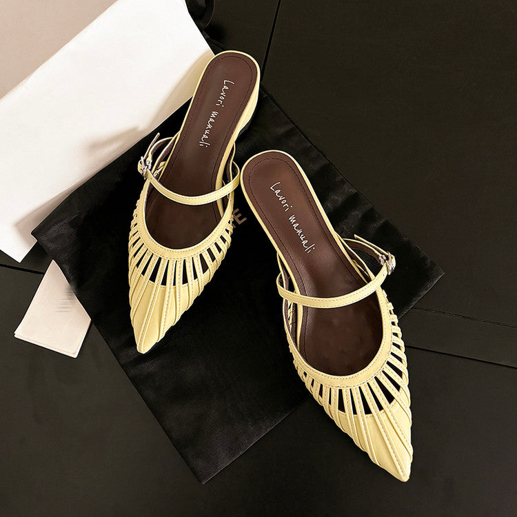 Karin Luna Casual Feel~In stock Pointed Toe Hollow Design Note Pointed Toe Slippers