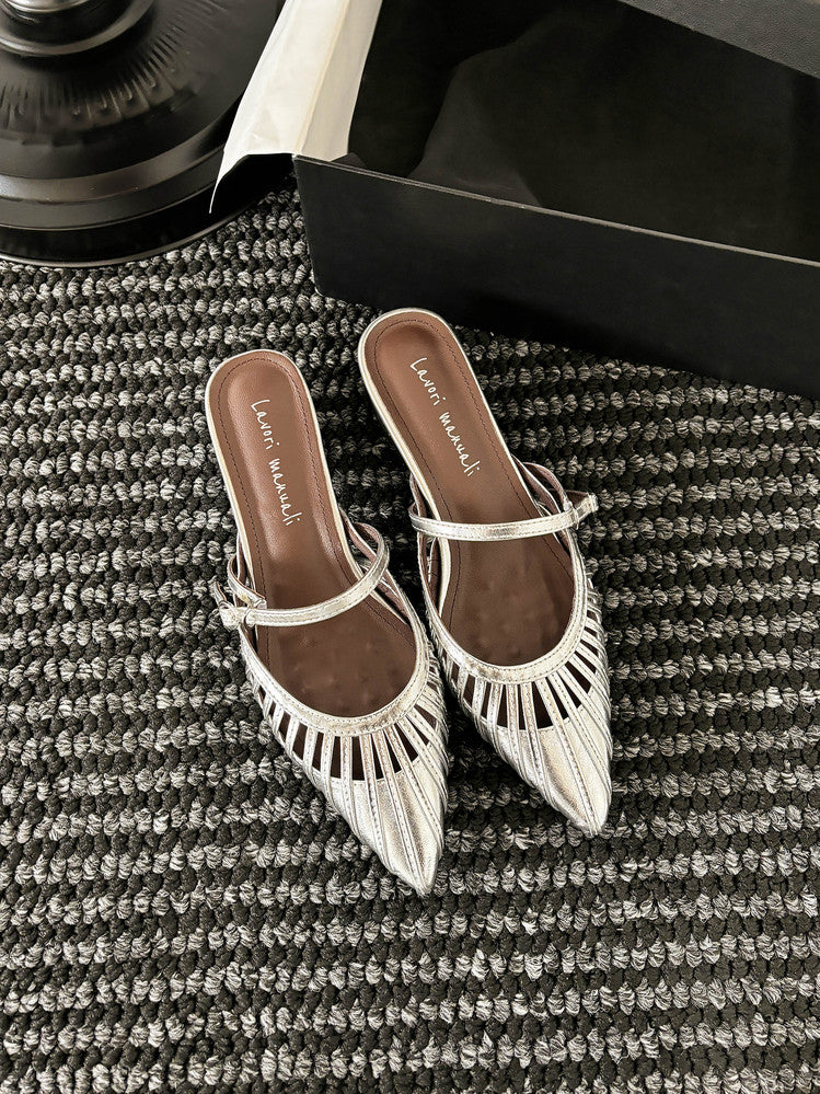 Karin Luna Casual Feel~In stock Pointed Toe Hollow Design Note Pointed Toe Slippers