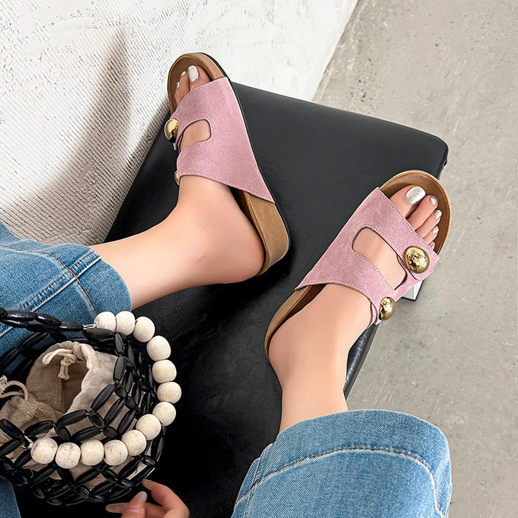 Karin Luna   Casual Style   Thick Sole Belt Buckle Slide Sandals
