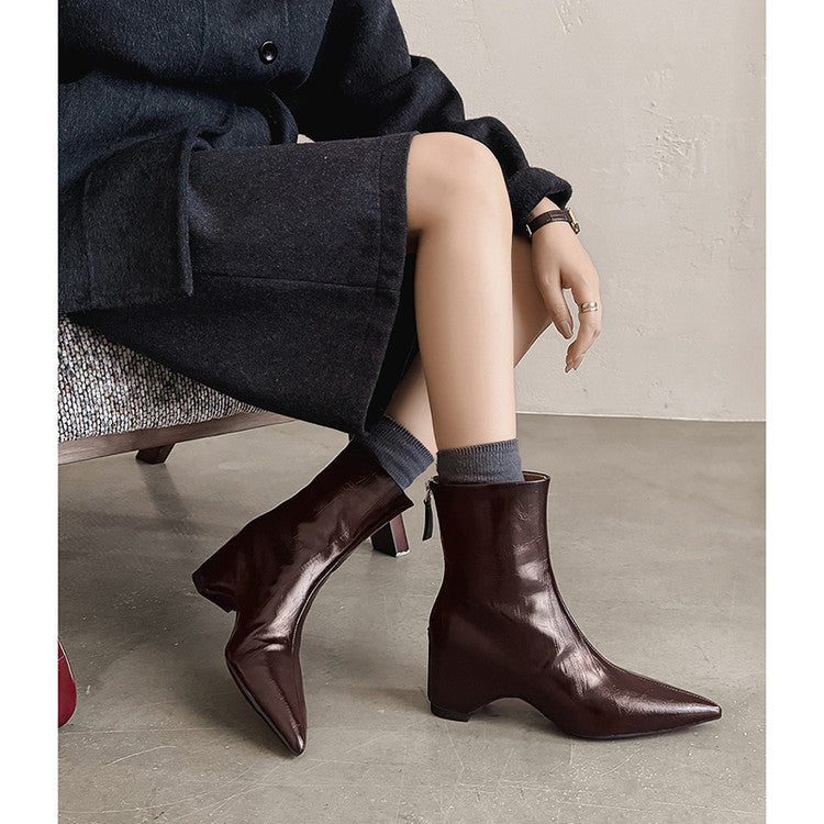 Karin Luna Versatile Elegant Style Pointed Toe Hidden Wedge Short Boots