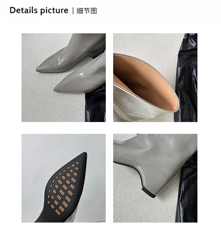 Karin Luna Elegant Pointed Toe Hidden Wedge Short Boots