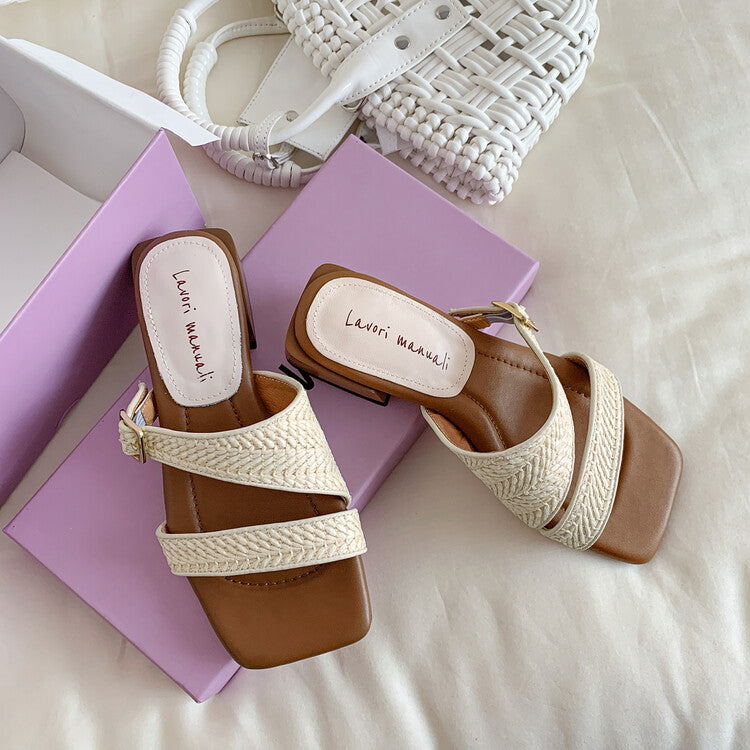 Karin Luna Full of casual charm~ Irregular Weaving Design Flat Slippers