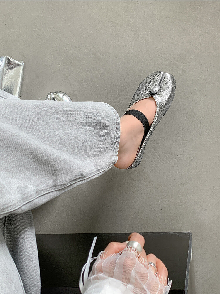 Karin Luna Classic Split-Toe Shoes  Explosive Pattern One-Strap Mary Jane Height-Increasing Full Leather Closed-Toe Slippers