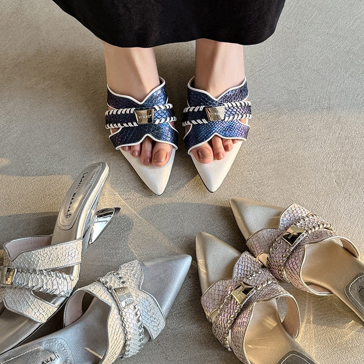 Karin Luna Fish Skin Series~Minimalist Pointed Toe Hot-Selling Unique Heel Slippers