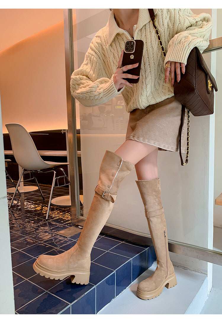 Karin Luna has prepared stock  Main Push Main Push  Hot-selling Large Sole Self-flowing Foldable Round Toe Over-the-Knee Boots