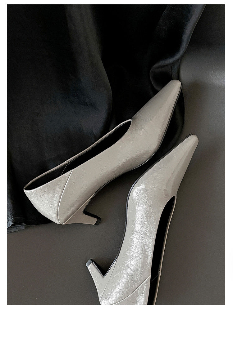 Karin Luna In Stock In Stock ~Basic Versatile French Style Small Square Toe Shallow Mouth Single Shoes