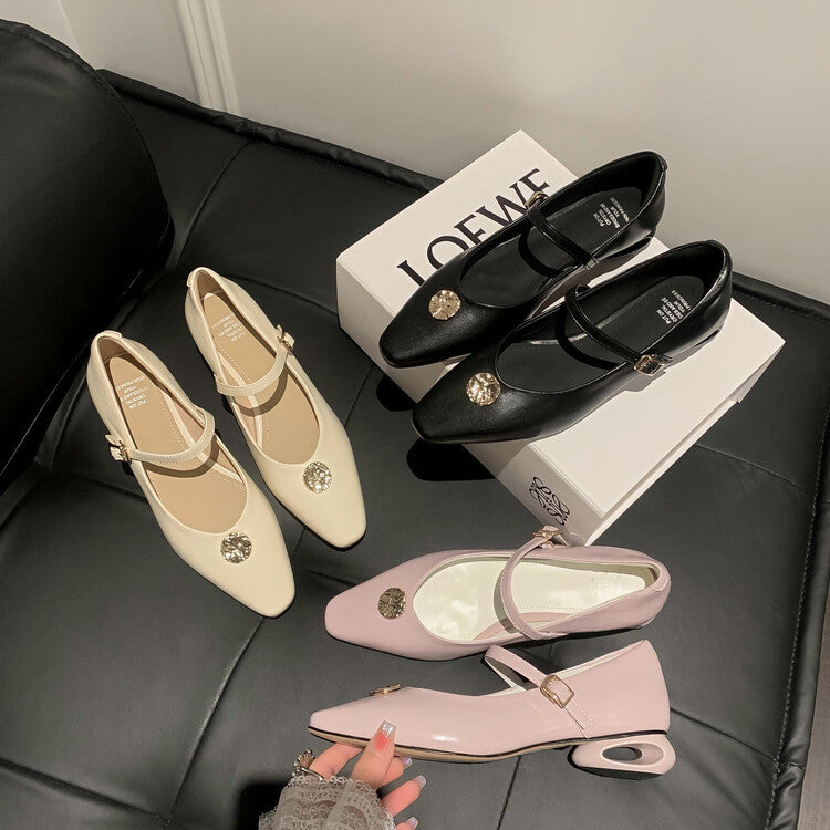 Karin Luna Camellia Story~In stock  Full Leather Shallow Mouth Single Shoes