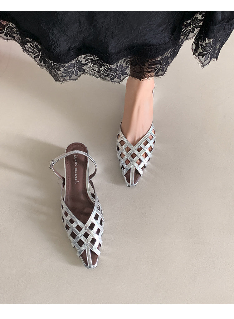 Karin Luna Braided Style ~Cross-woven Pointed Toe Closed-toe Sandals