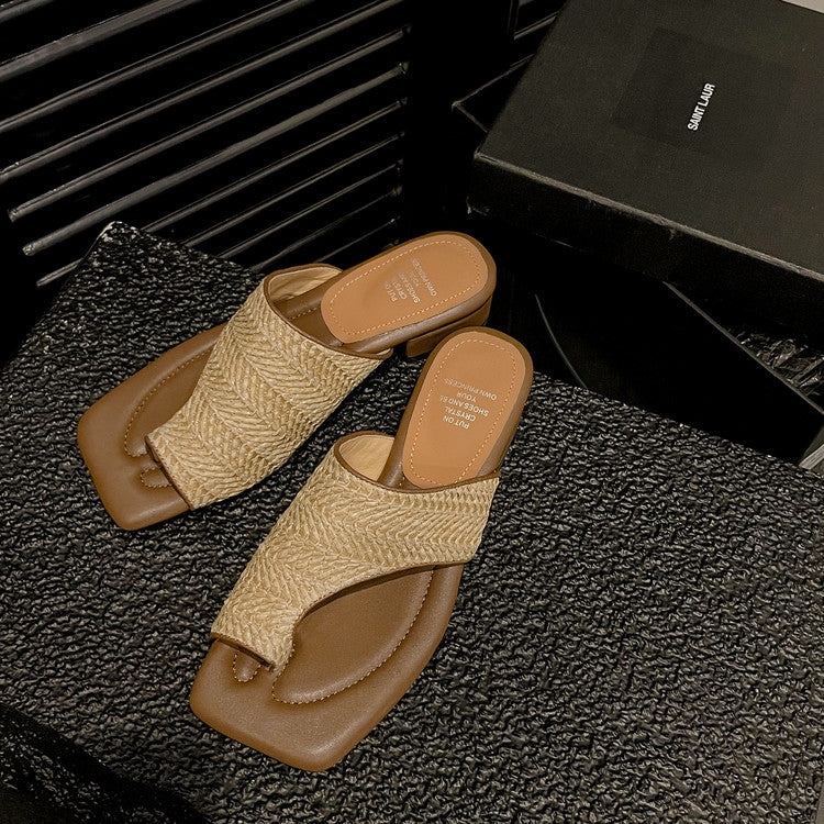 Karin Luna Bestseller  Popular  Data Hot-Selling Toe-Clip Straw Vacation Style Slippers