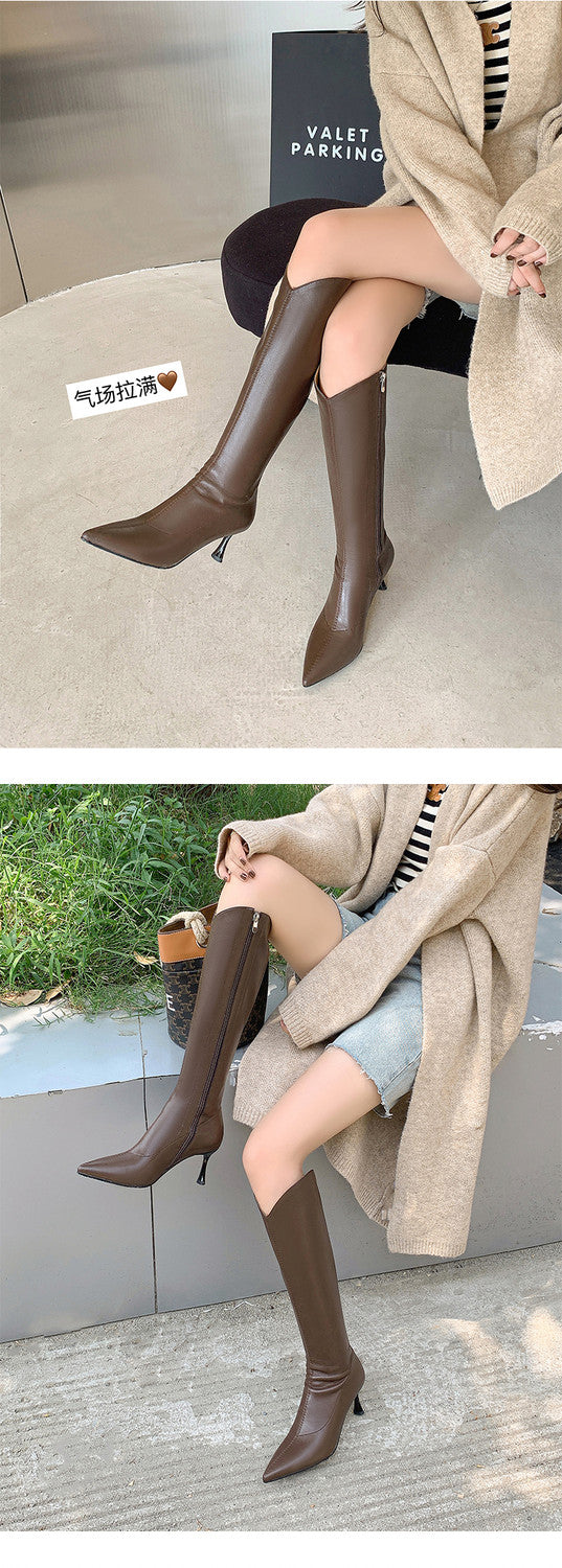 Karin Luna Elegant Style v Pointed Toe Stiletto Long Boots