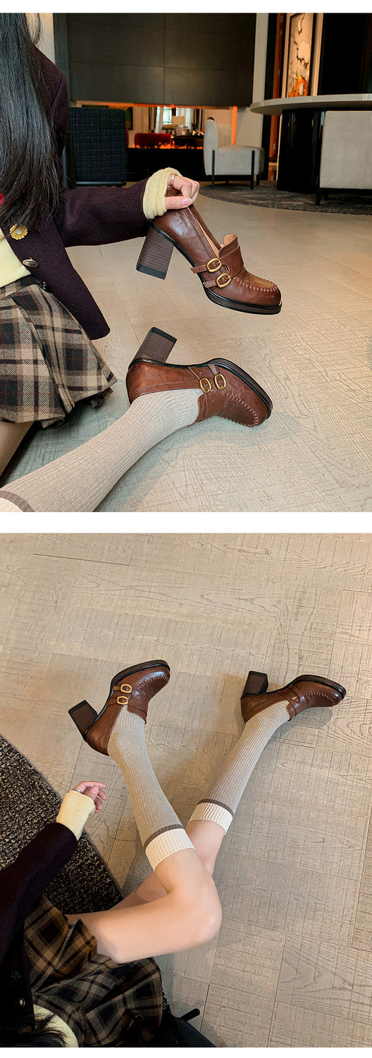 Karin Luna Bestseller Hot-Selling Derivative Edition Self-contained Strap Buckle Casual Loafers