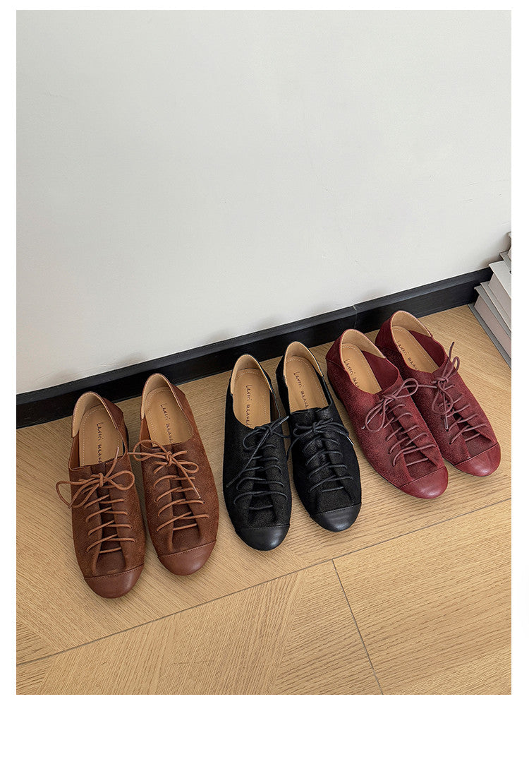 Karin Luna In Stock In Stock   Xiaohongshu Hot-Selling Lace-Up Round-Toe Deep Mouth Single Shoes