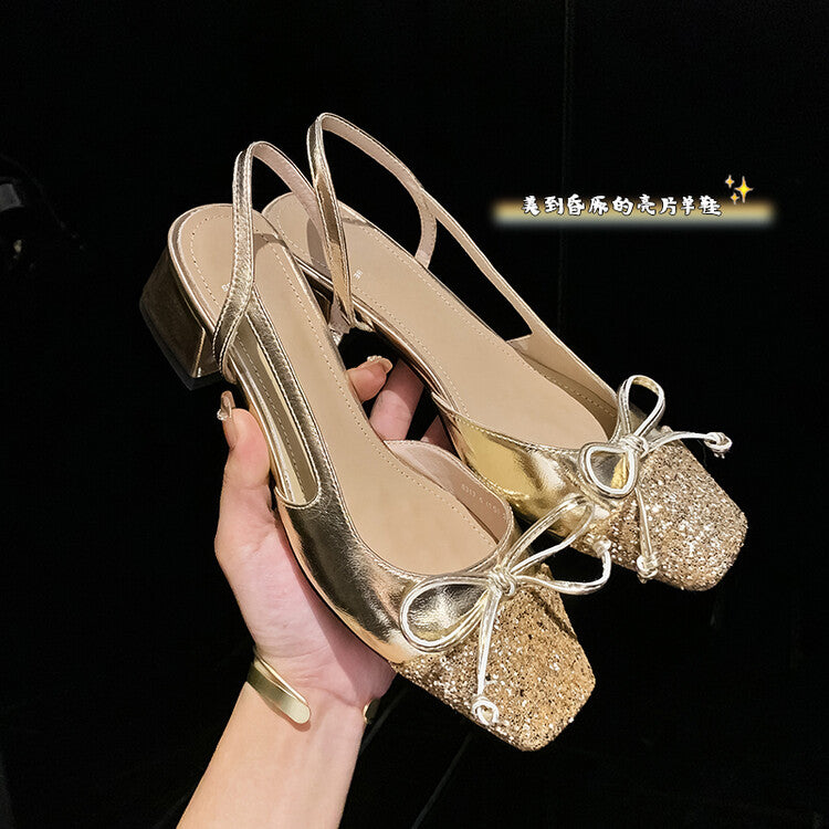 Karin Luna In Stock Spot Goods  Square Head Butterfly Knot Square Toe Unique Gretel Sandals