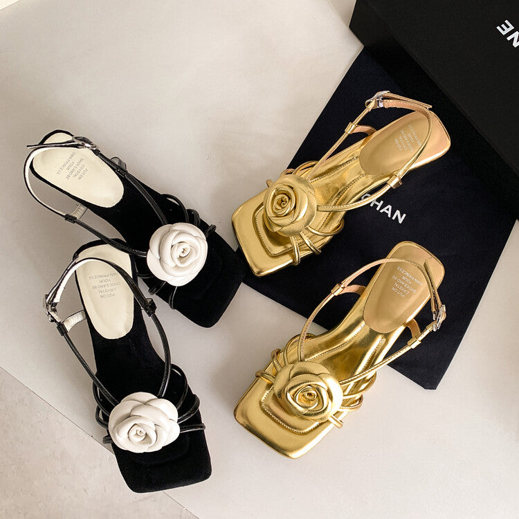 Karin Luna Exquisite Camellia ~French Retro Open-Toe Sandals