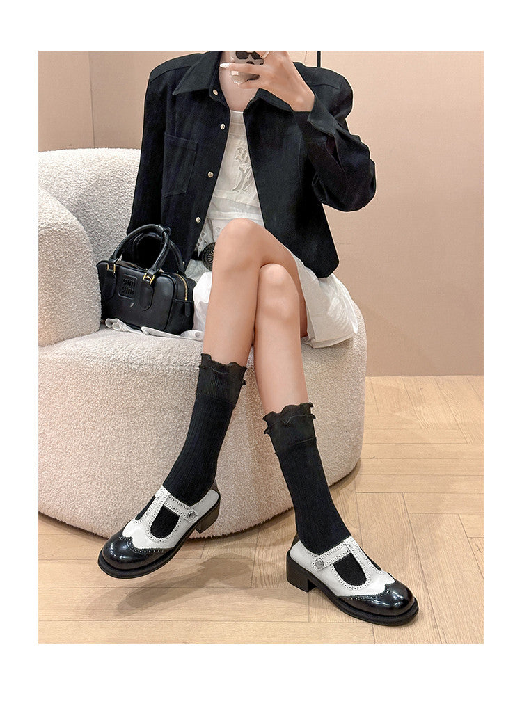 Karin Luna In Stock Spot Goods  Color Matching t Round Toe British Style Single Shoes