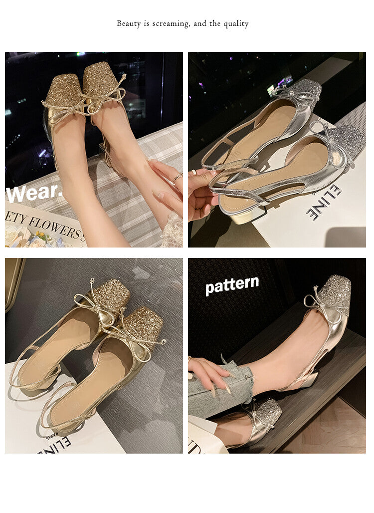 Karin Luna In Stock Spot Goods  Square Head Butterfly Knot Square Toe Unique Gretel Sandals