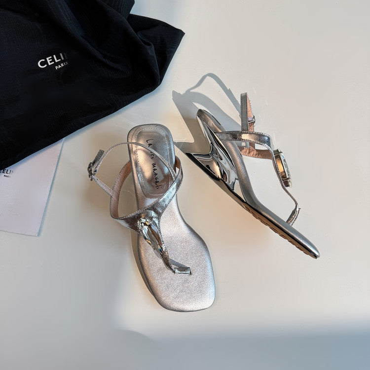 Karin Luna Bestseller Element Square Toe Irregular Heel Super Stable Toe Clip Sandals