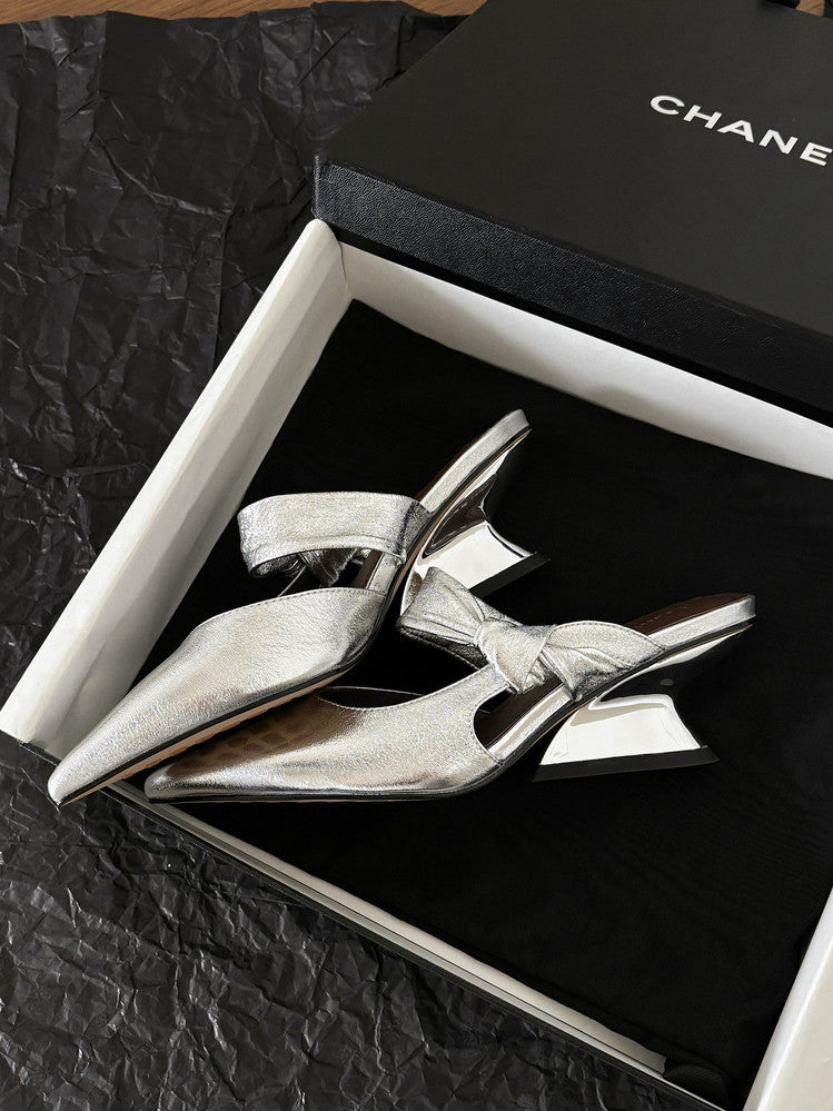 Karin Luna In Stock Spot Goods  Pointed Toe Irregular Heel Elegant Retro Strap Slippers