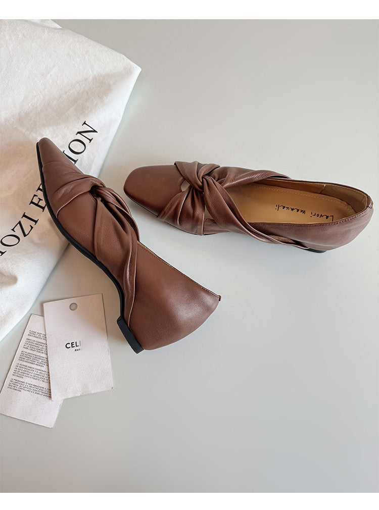 Karin Luna Cross Design Square Toe Hidden Wedge Shoes