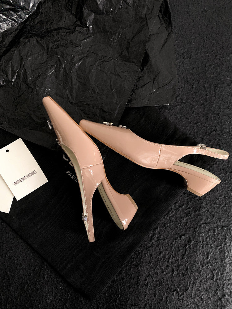 Karin Luna In Stock  Spot Goods  Rhinestone Small Square Toe Closed-Toe Sandals