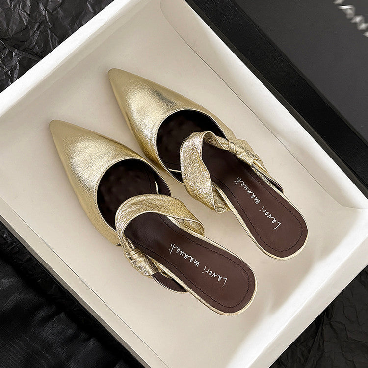 Karin Luna In Stock Spot Goods  Pointed Toe Irregular Heel Elegant Retro Strap Slippers