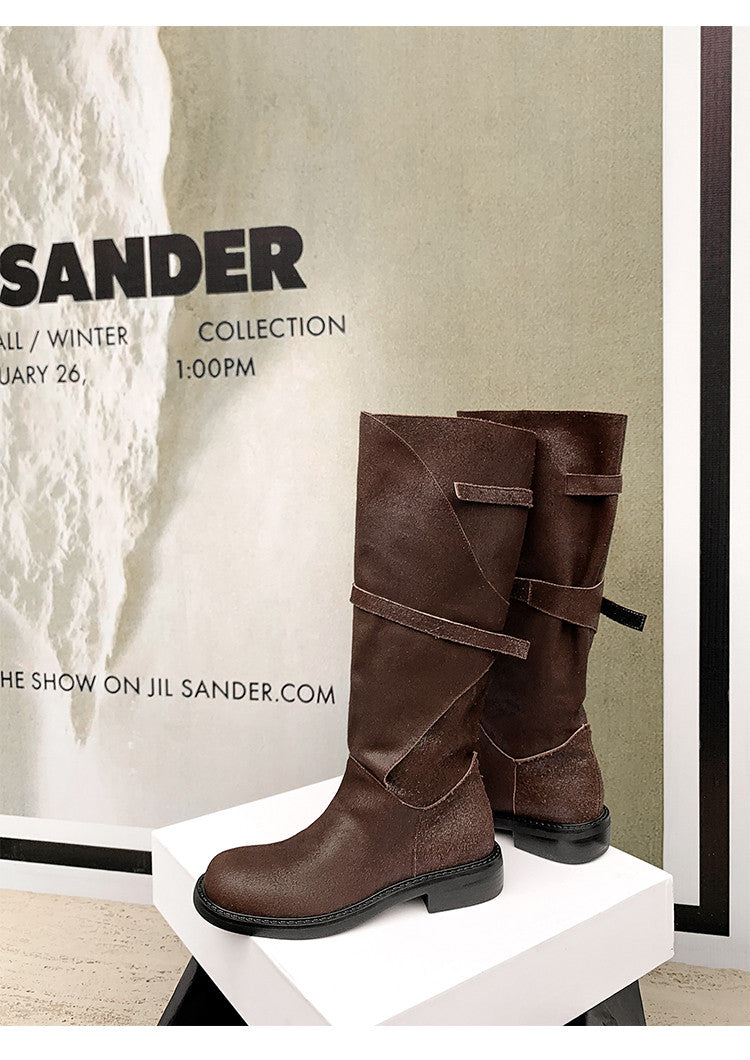 Karin Luna In Stock Spot Goods   Heavy-duty Edition Highly Consuming Material Round Toe Long Boots