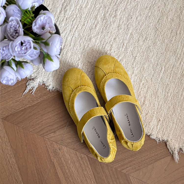 Karin Luna Casual Shoes Series~  In Stock In Stock Magic Tape Round Toe Internal Height Increase Single Strap Flats