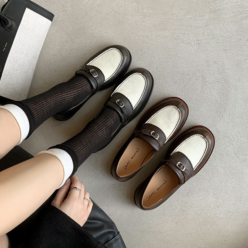 Karin Luna Casual Shoes Series~  In stock Classic color-blocking British style deep-mouth single shoes