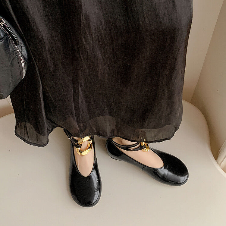 Karin Luna In Stock Large Stock Main Promotion  Two-Way Wear Height-Increasing Retro Gold Buckle Mary Jane Shoes