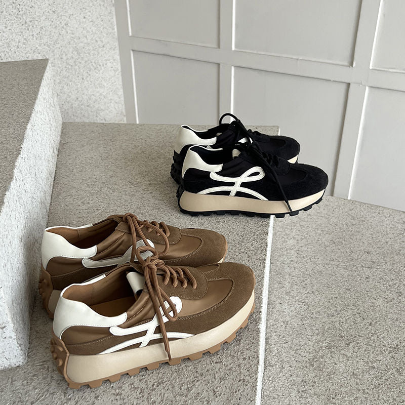 Karin Luna Casual Shoes Series~  In Stock Hot-Selling Versatile Lace-Up Thick-Soled Deep Mouth Single Shoes