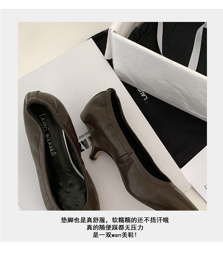 Karin Luna In Stock Spot Goods    Vintage Classic Style Shallow Mouth Single Shoes