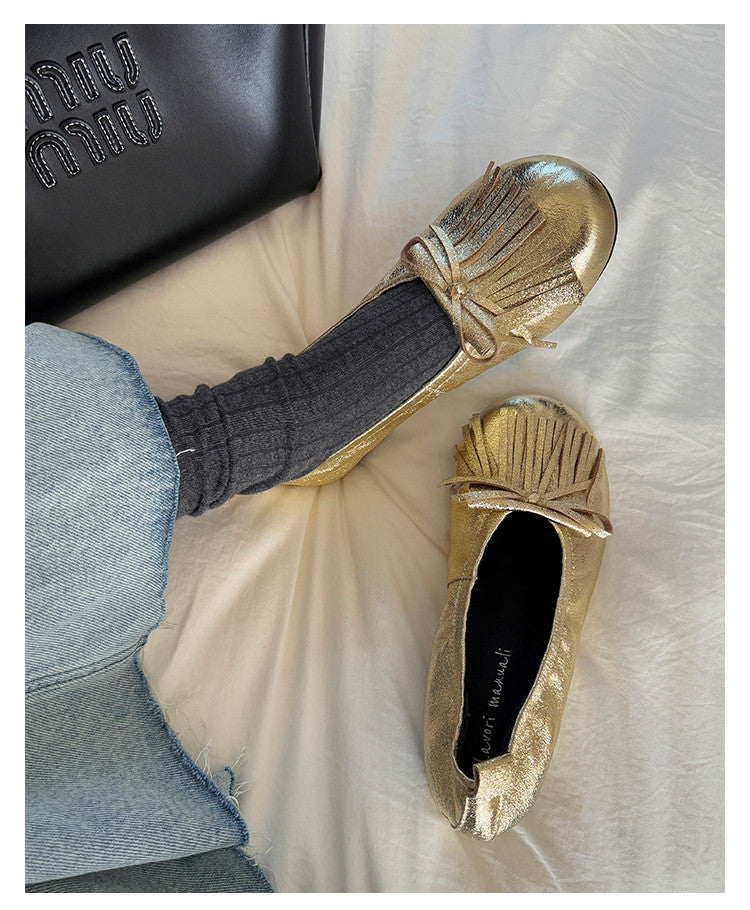 Karin Luna In Stock Spot Goods   Tassel Round Toe Hidden Wedge Mary Jane Shoes