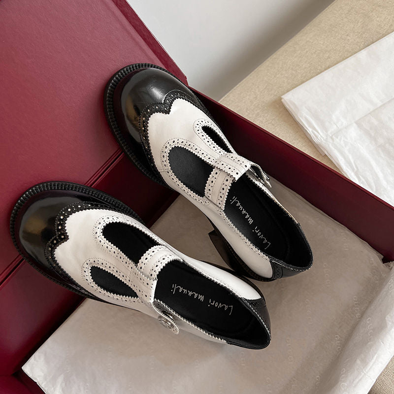 Karin Luna In Stock Spot Goods  Color Matching t Round Toe British Style Single Shoes