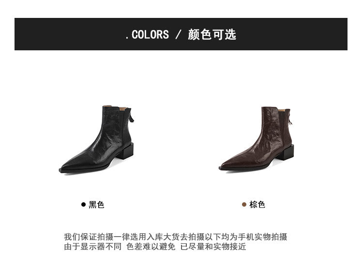 Karin Luna In Stock Spot Goods Elegant Stretch Fabric Patchwork Pointed Toe Chunky Heel Short Boots