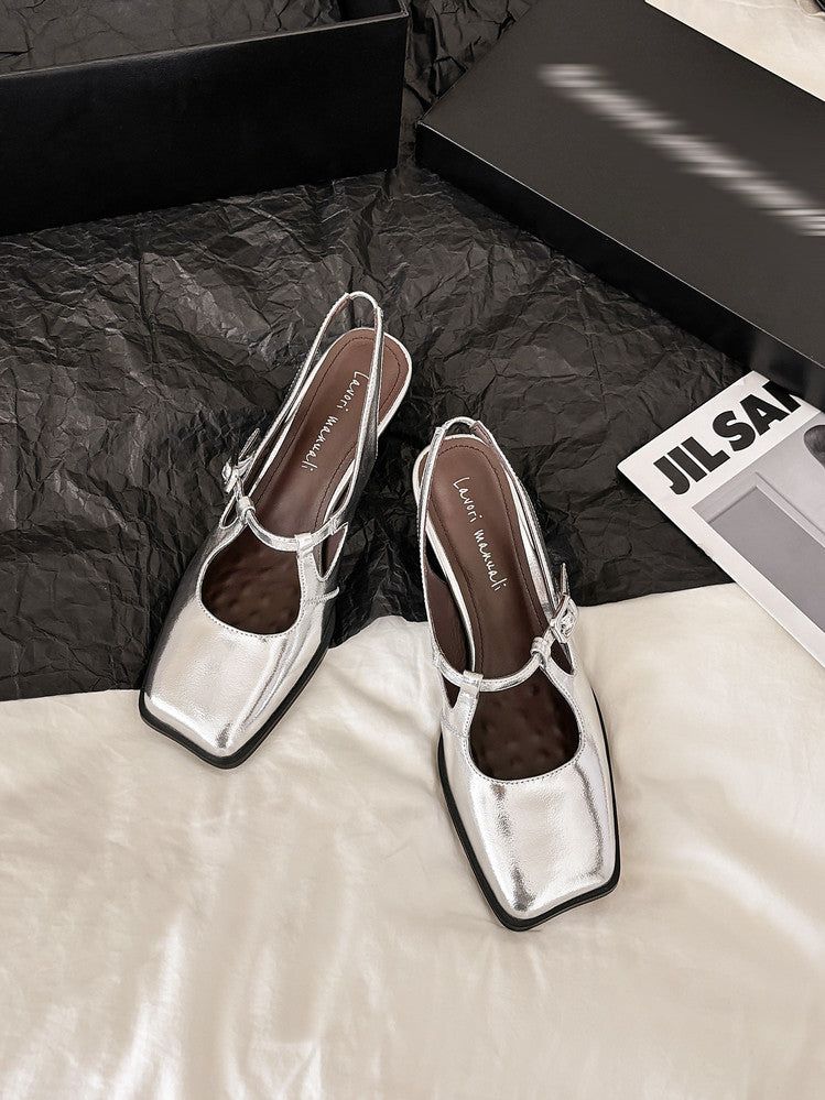 Karin Luna In Stock In Stock  Unique European and American Style Square-Toed Chunky Heel Closed-Toe Sandals