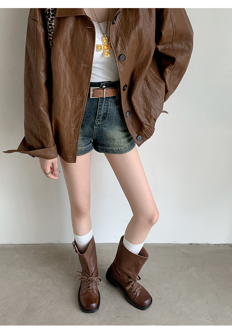 Karin Luna Bestseller Large Tube Thick Sole Martin Boots with Belt Buckle