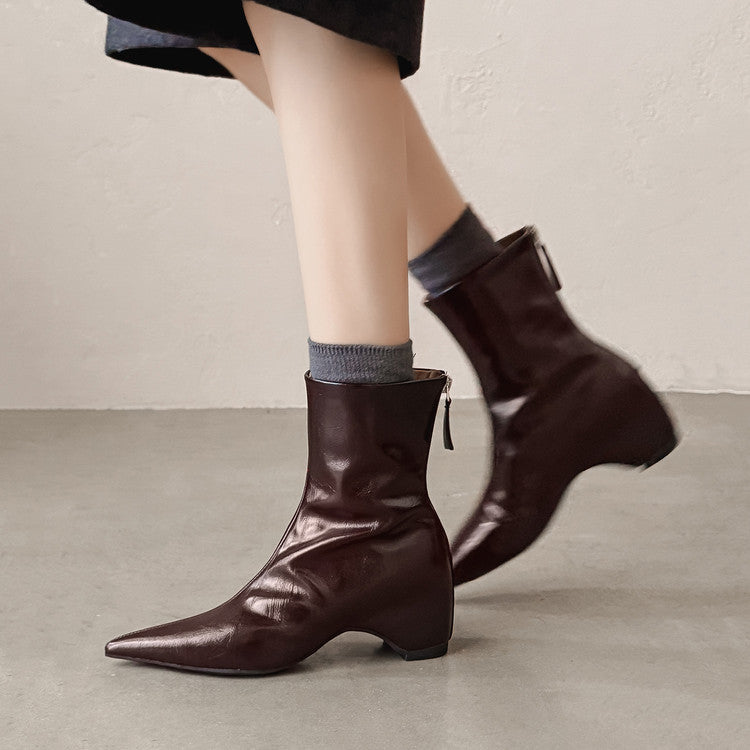 Karin Luna Versatile Elegant Style Pointed Toe Hidden Wedge Short Boots