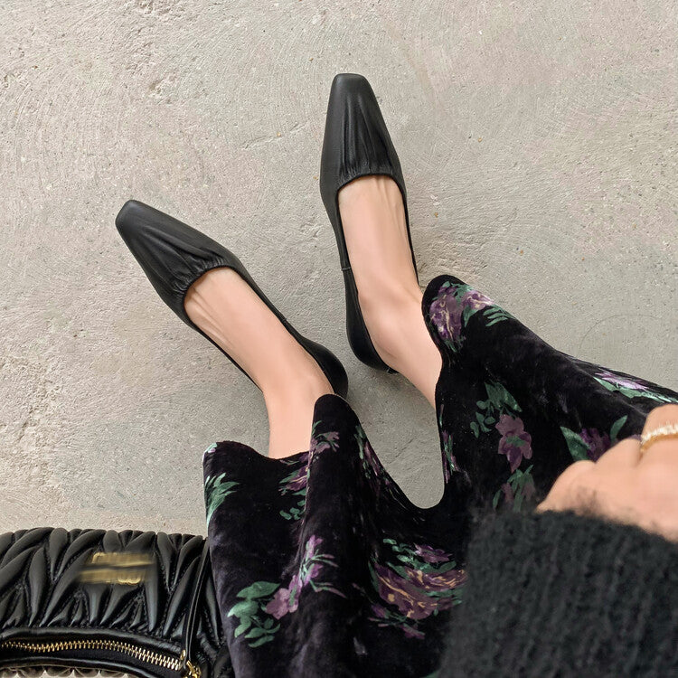 Karin Luna fell in love at first sight~ Spot Goods  Spot Goods Vintage Wrinkled Hollow Soft Sheepskin Elegant Versatile Single Shoes